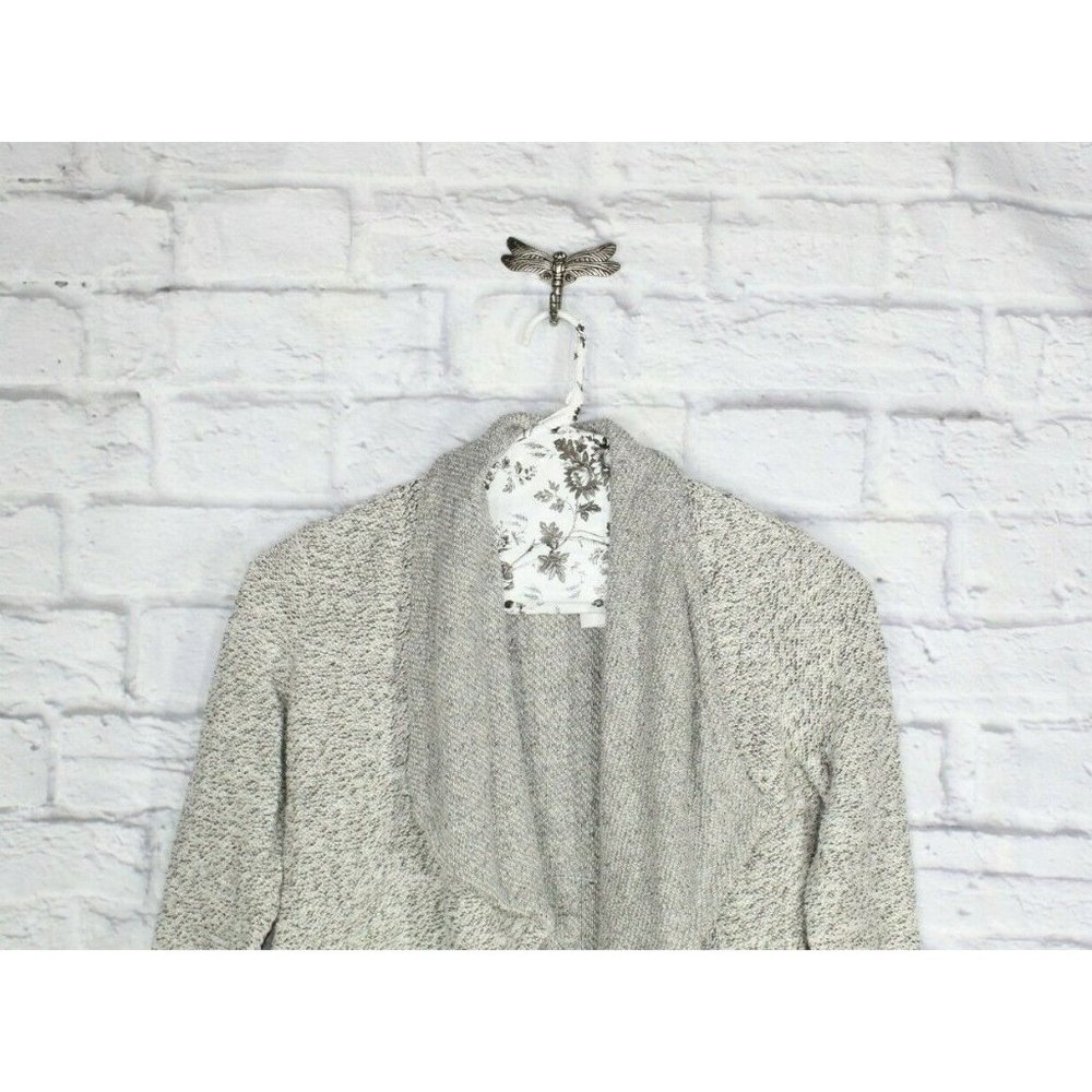 BNCI Blanc Noir White Gray Open Front Shawl Collar Cardigan Sweater XL - Picture 2 of 8